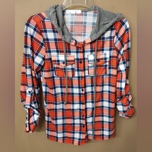 ‎Women's plaid shirt hoodie small